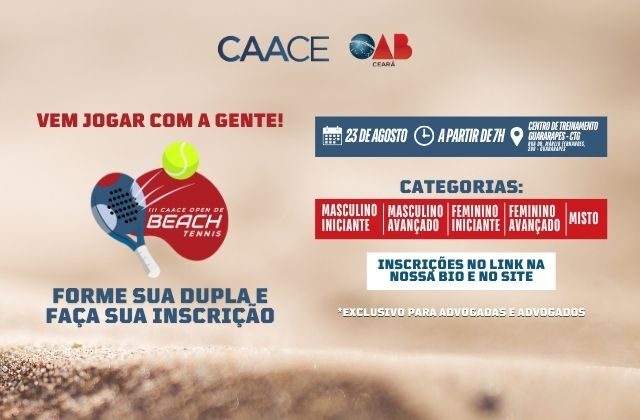 Vem aí o III CAACE Open de Beach Tennis; inscreva-se aqui